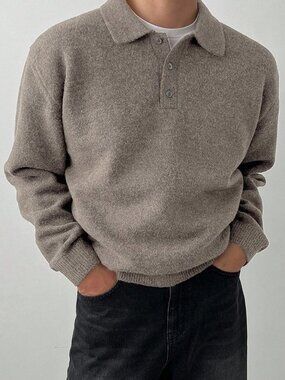 Gray  Casual Men's Loose Fit Knit Sweater